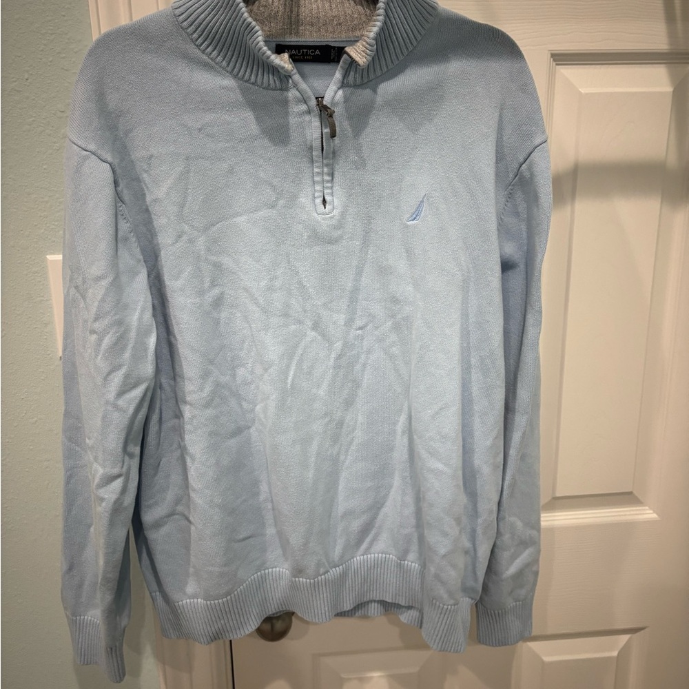 Nautica Men's Sky Blue Zip-Up Sweater